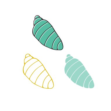 Vektör el deniz kabuğu çekilmiş. İzole tek tek nesne.