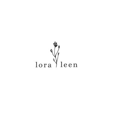 Vektör el çekilmiş çiçek logo şablonu minimal tarzda.