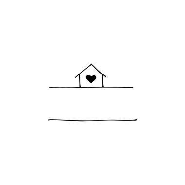 Vektör el çekilmiş simgesi, house. Evcil hayvan ilgili iş için logo ögesi.