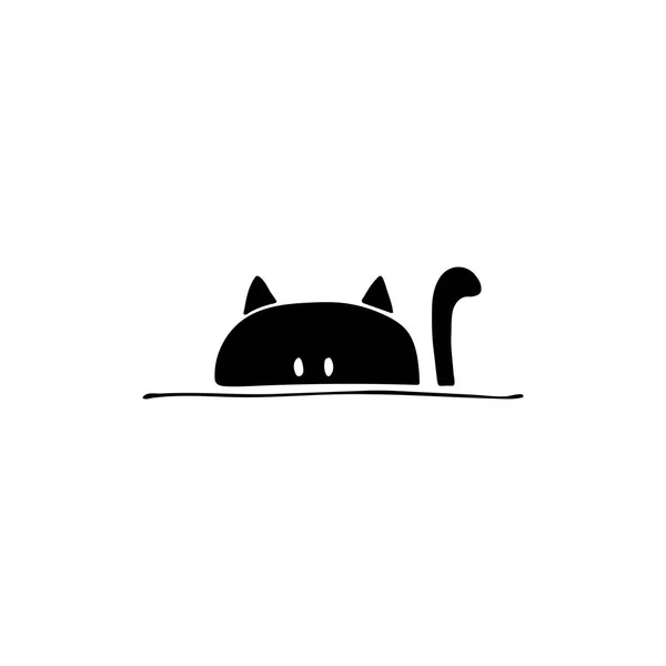 Ícone desenhado à mão vetorial, cabeça de um gato. Logotipo elemento para negócios relacionados com animais de estimação . —  Vetores de Stock