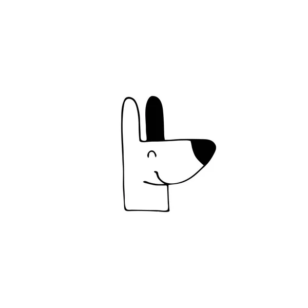 Vektor kézzel rajzolt ikon, vezetője a boldog kutya. Logo elem részére pets kapcsolódó üzleti. — Stock Vector