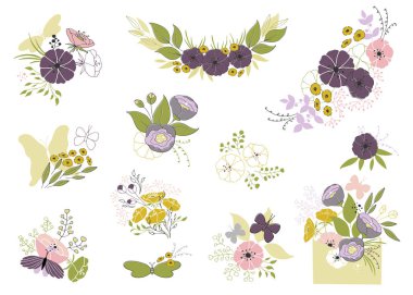 Çiçek elementleri seti