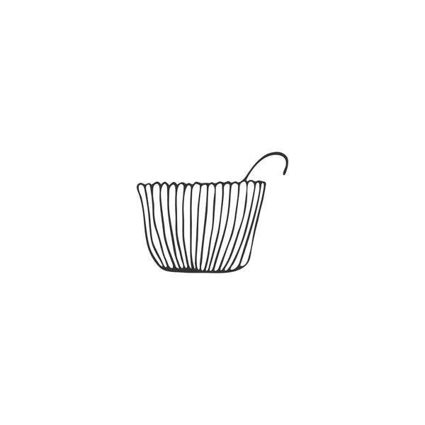Kuchyně logo prvek, mísy. Vektor ručně nakresleného objektu. — Stockový vektor