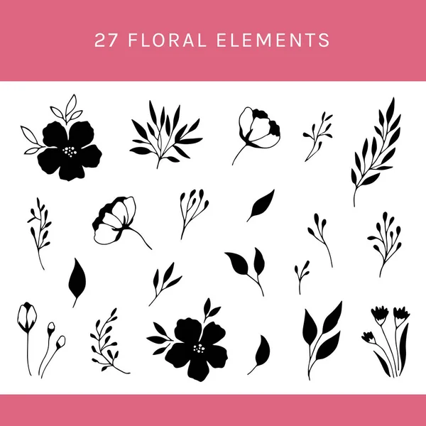 Ensemble d'éléments floraux — Image vectorielle