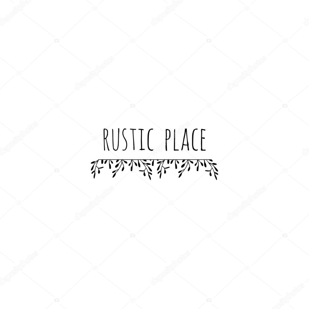 Vector floral hand drawn logo template in elegant and minimal style. A floral border with a text sample. For badges, labels, logotypes and branding business identity.