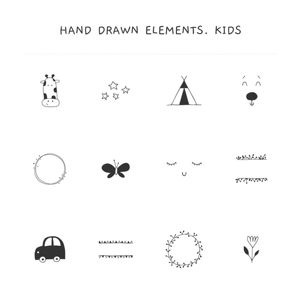 手描きの要素のベクター セット子供のための関連事業. — ストックベクタ