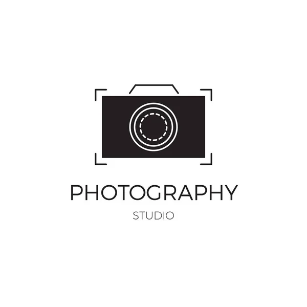 Plantilla de logotipo de línea de fotografía — Vector de stock