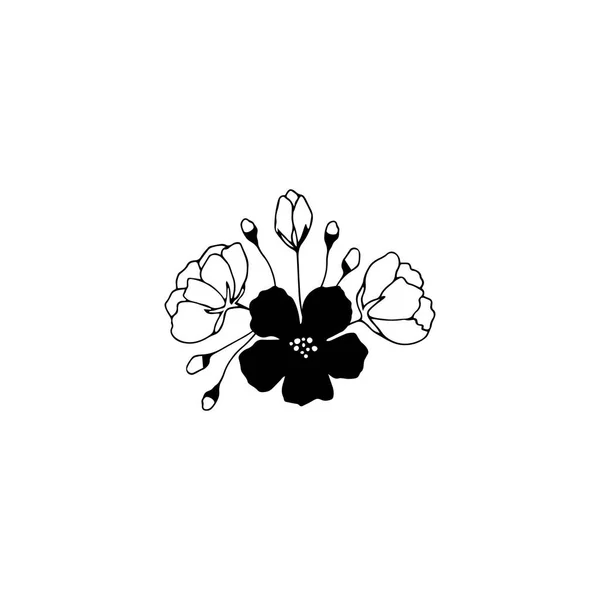 Buquê floral desenhado à mão — Vetor de Stock