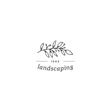 Vektör el çekilmiş çiçek logo şablonu minimal tarzda.