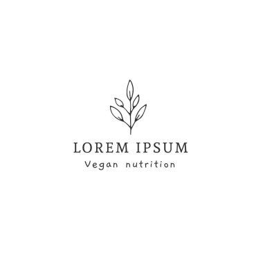 Vektör el çekilmiş çiçek logo şablonu minimal tarzda.