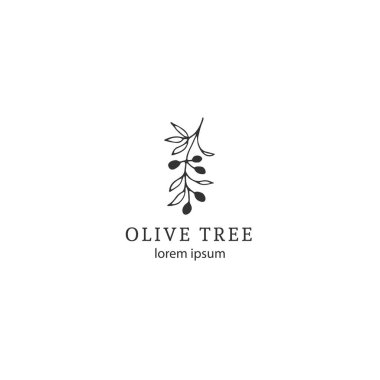 Vektör el çekilmiş çiçek logo şablonu minimal tarzda.