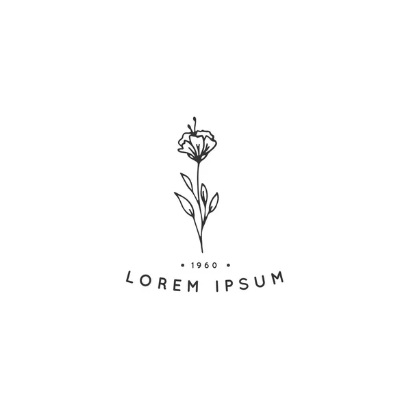 Vektor handgezeichnete florale Logo-Vorlage im minimalen Stil. — Stockvektor