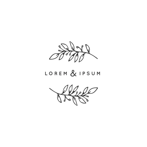 Vektör el çekilmiş çiçek logo şablonu minimal tarzda.