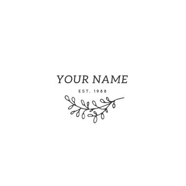 Vektör el çekilmiş çiçek logo şablonu minimal tarzda.