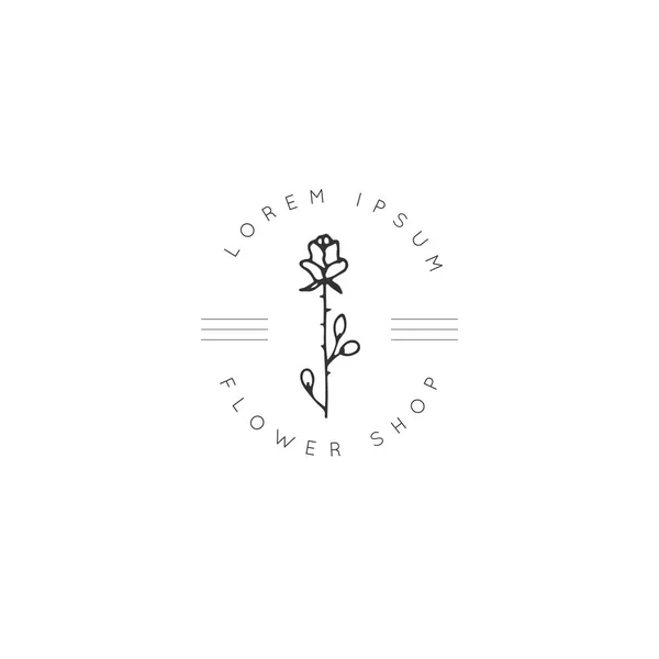 Vector Floral Hand Getekende Logo Sjabloon Elegante Minimale Stijl Geïsoleerde — Stockvector
