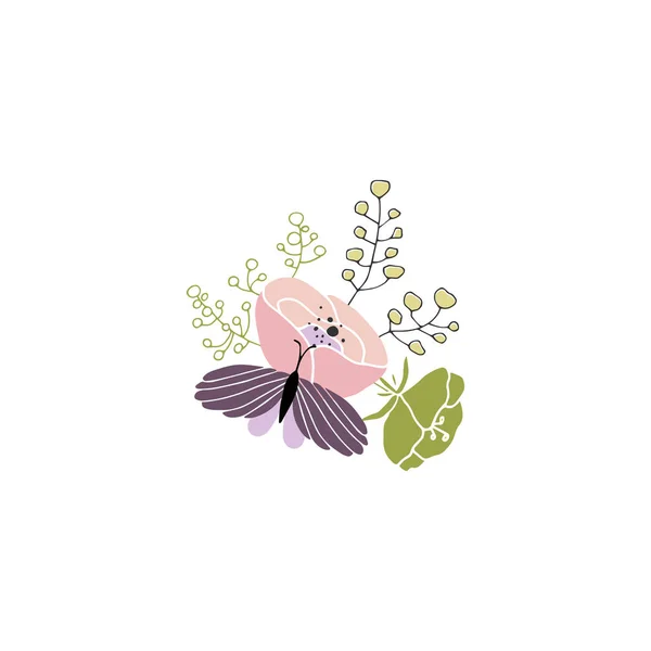 Buquê floral desenhado à mão — Vetor de Stock