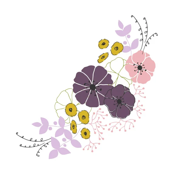 Bouquet floral dessiné à la main — Image vectorielle