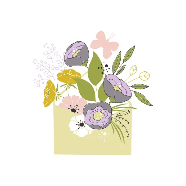 Ramo floral dibujado a mano — Vector de stock