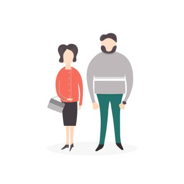 Vektör düz insanlar karakterler. Yetişkin bir çift.