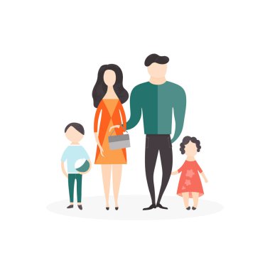 Mutlu bir aile. Vektör düz insanlar karakterler.