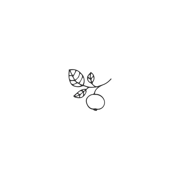 Oggetto vettoriale, una mela. Elemento logo disegnato a mano . — Vettoriale Stock