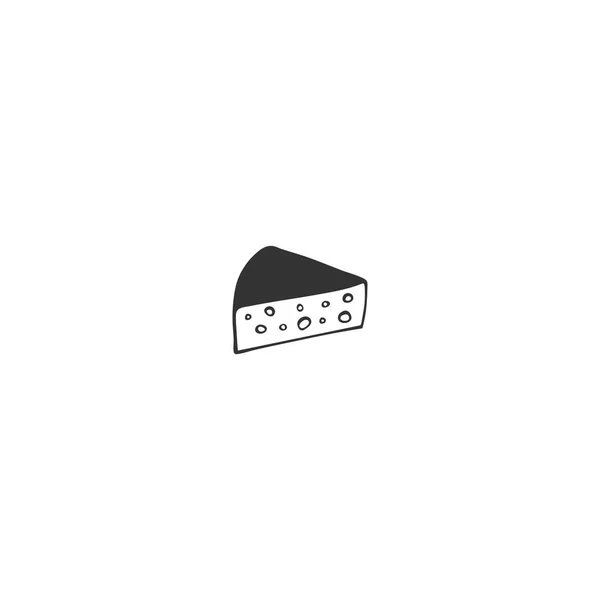 Oggetto vettoriale disegnato a mano, un pezzo di formaggio. Elemento logo azienda . — Vettoriale Stock
