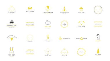 Çocuklar ilgili işletmeler için hazır logoları büyük vektör ayarla.