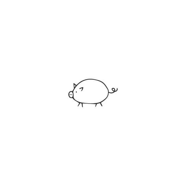 Handgezeichnetes Minimales Logo Element Vektorobjekt Ein Schwein Bauernhof Und Bio — Stockvektor