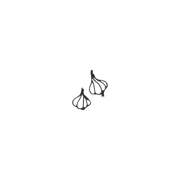 Oggetto disegnato a mano vettoriale. Elemento logo alimentare, aglio . — Vettoriale Stock