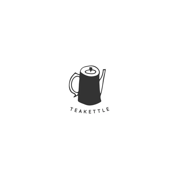 Modelo de logotipo da cozinha. Vetor mão desenhada objeto, um bule de chá . —  Vetores de Stock