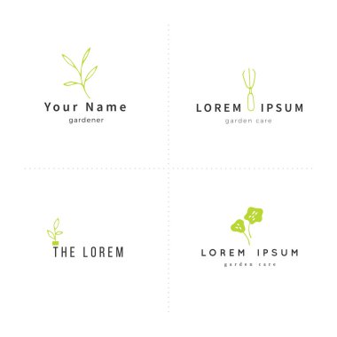 El renkli izole öğeleri çekilmiş. Vektör Bahçe logo şablonlar kümesi.