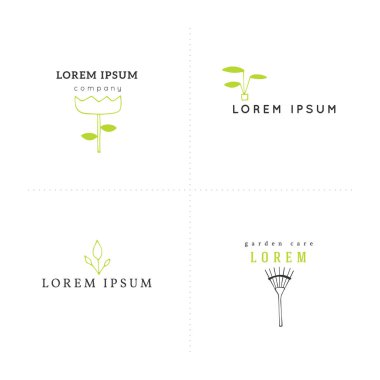 El renkli izole logo Şablonlar çekilmiş. Vektör Bahçe set.