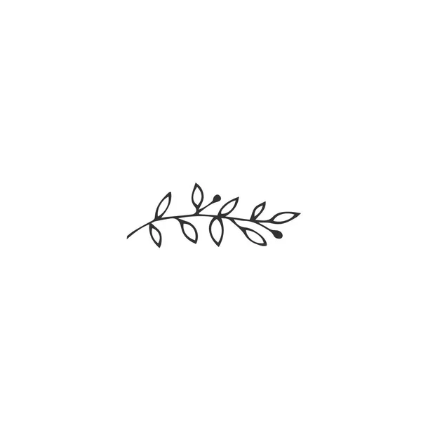 Элемент векторного логотипа, зеленая ветка с листьями и ягодами. Иллюстрация сада вручную . — стоковый вектор