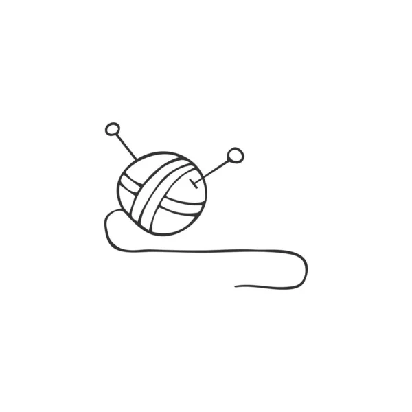 Una bola de hilo, elemento de logotipo vectorial dibujado a mano. Tema hecho a mano y tejido . — Archivo Imágenes Vectoriales