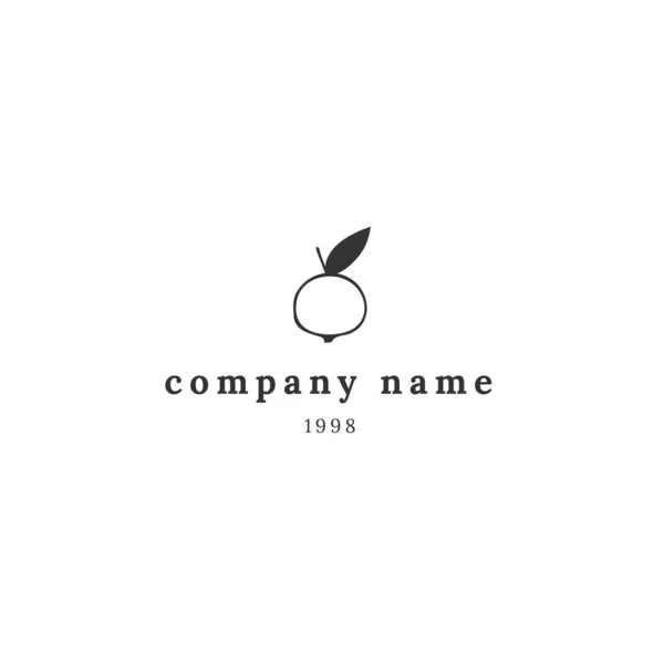 Plantilla de logotipo de jardín vectorial con una fruta de manzana. Ilustración aislada dibujada a mano . — Vector de stock