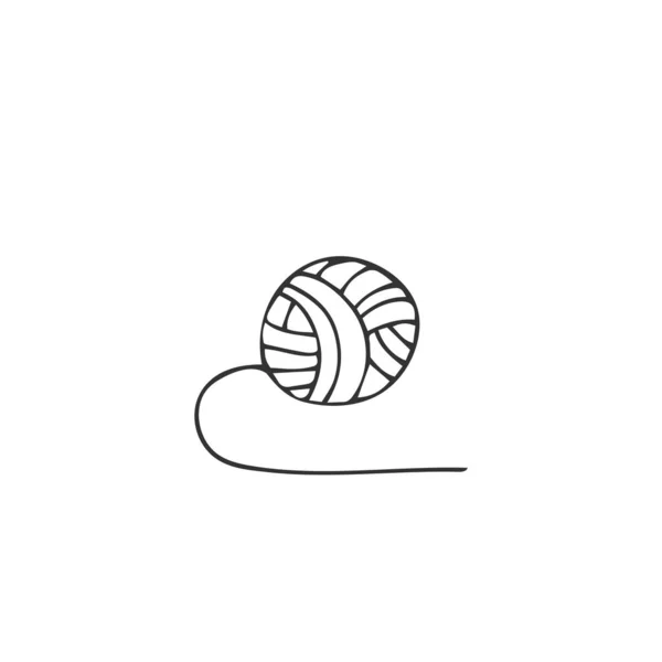 Elemento de logotipo vectorial dibujado a mano, ilustración aislada. Una bola de hilo. Tema hecho a mano . — Archivo Imágenes Vectoriales