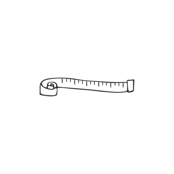 Tema hecho a mano. Elemento de logotipo de vector dibujado a mano. Ilustración aislada, una cinta métrica . — Vector de stock