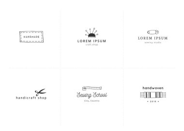 El yapımı vektör logo şablonları. Elle çizilmiş yalıtılmış elemanlar kümesi.