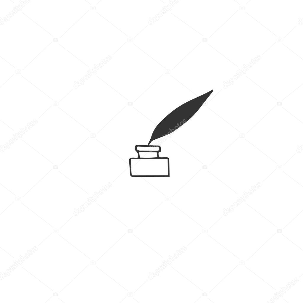 An ink bottle, hand drawn vector icon. Creative Contest theme.