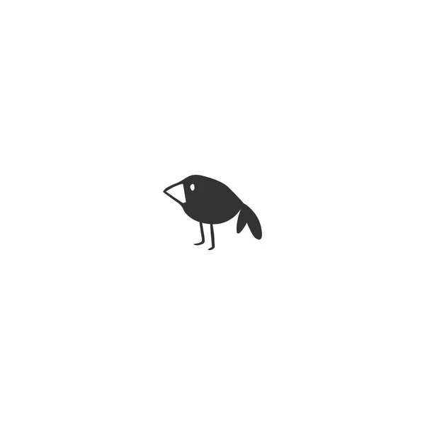 Vector hand getekende pictogram. Zwarte vogel, kraai, symbool van wijsheid en nieuwsgierigheid. — Stockvector