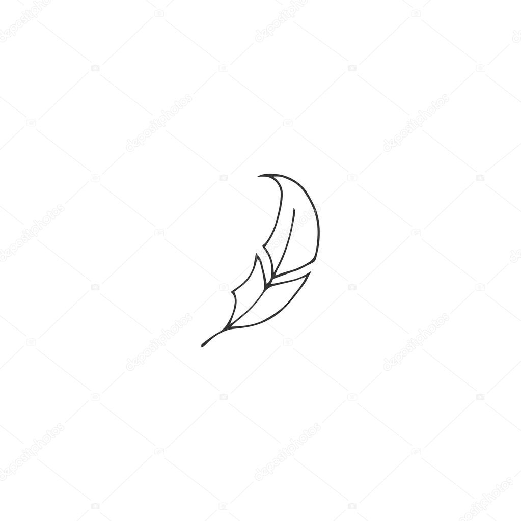 A feather pen, vector hand drawn icon. Creative Contest theme. For business identity and branding, for blogs and websites, for writers, designers and artists.