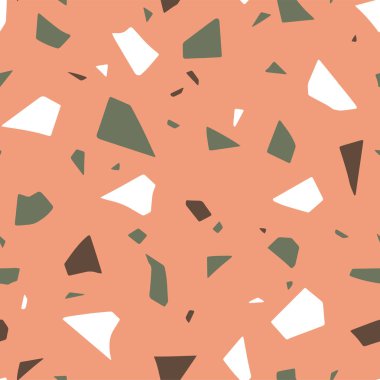 Soyut dikişsiz desen, terrazzo döşeme dokusu. Vektör renkli kağıt kesme illüstrasyon.