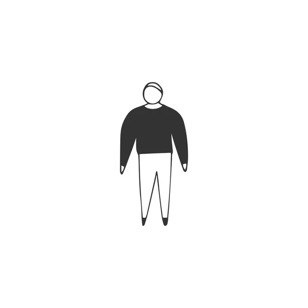 Attraktiver glücklicher übergewichtiger Mann. Vektor handgezeichnetes Symbol. Plus-Size-Konzept, Körper positiv. — Stockvektor
