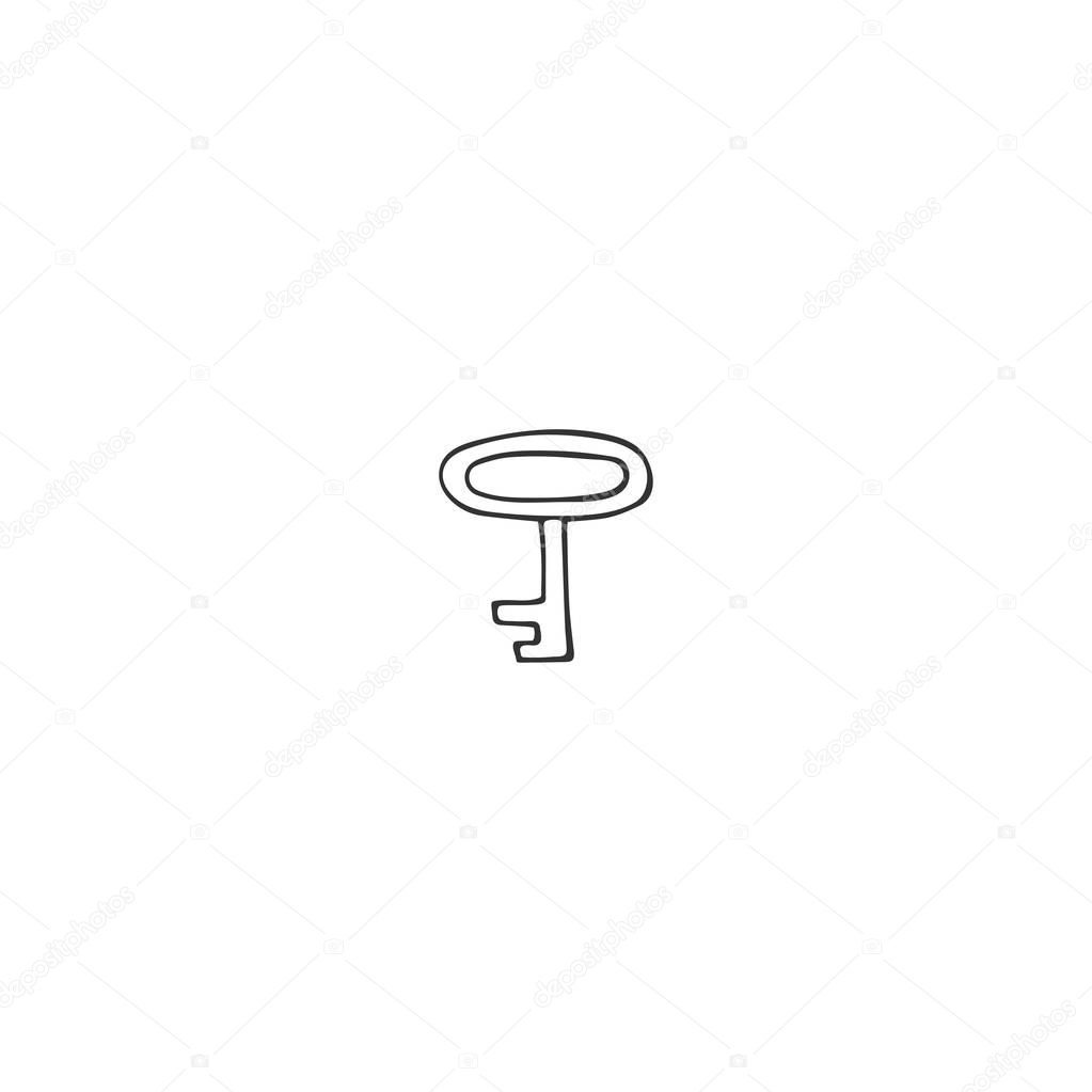 Vector hand drawn icon, a key. Property rental theme. For business branding and identity, for real estate agents and house owners.