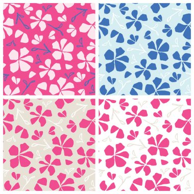 Bir dizi el çizimi kusursuz desenler. Çiçek vektör çizimi, sakura çiçeği. Japon geleneksel yüzey tasarımı.