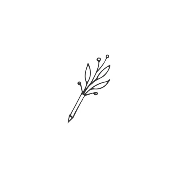 Élément de logo vectoriel dessiné à la main, une icône de stylo florissante. Rédaction, rédaction et édition thème . — Image vectorielle