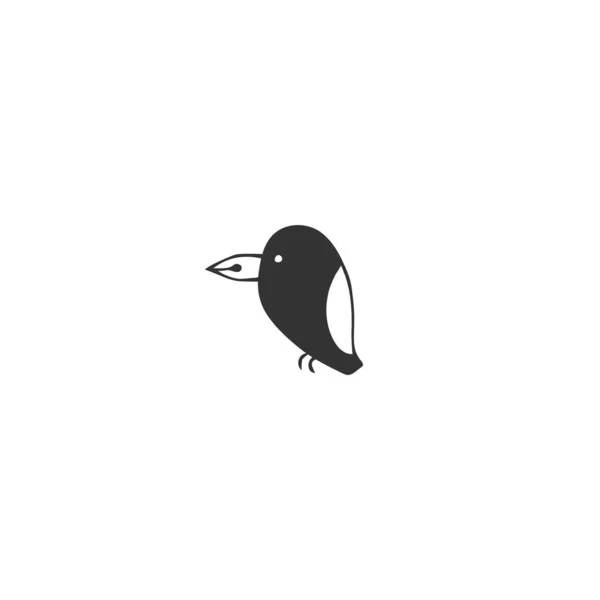 矢量手绘图标,有笔尖喙的鸟. 写作、出版和文案写作主题. — 图库矢量图片