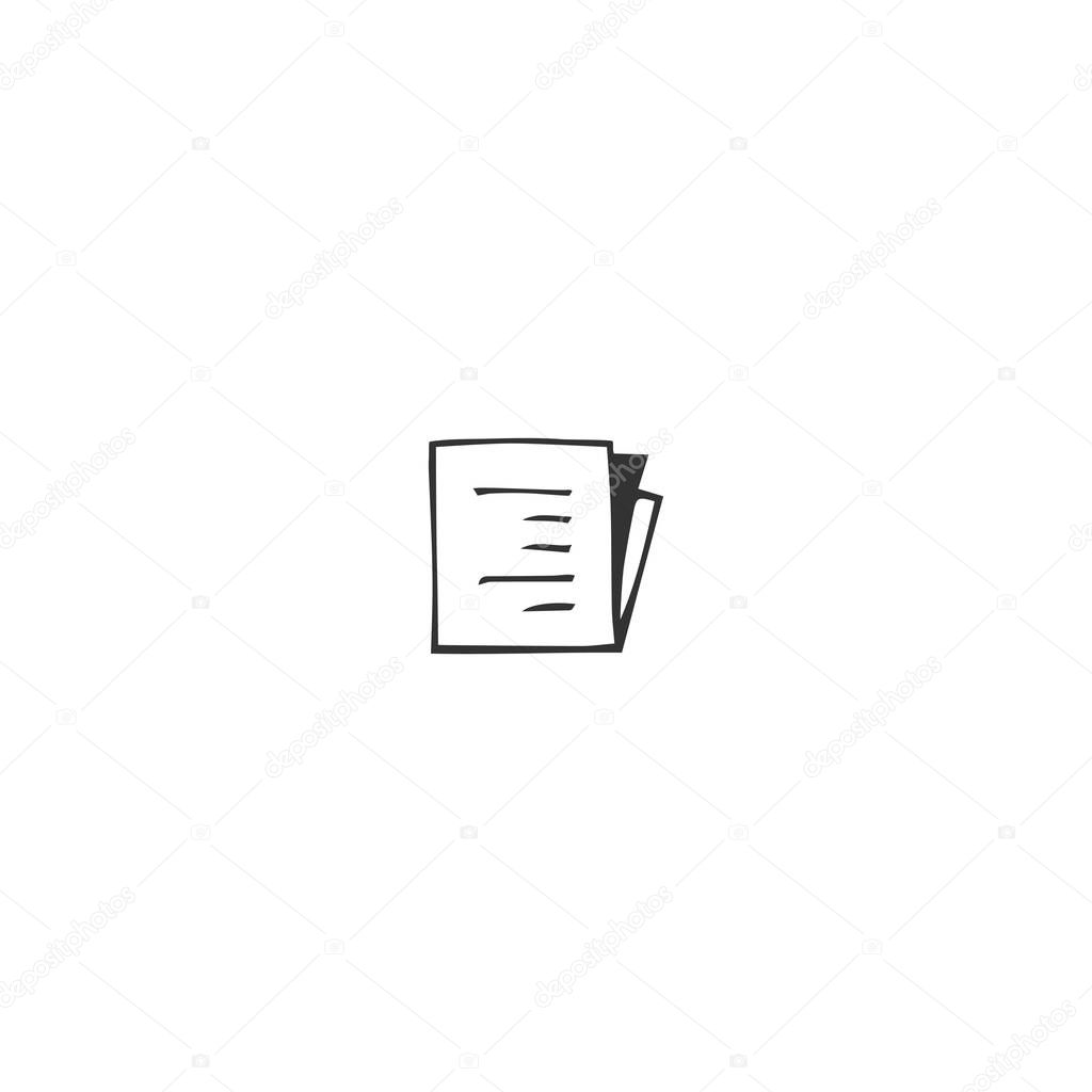 Vector hand drawn icon, a written paper. Publishing, writing and copywrite theme.
