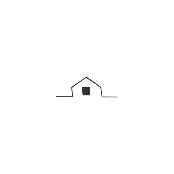 Une silhouette de maison, icône vectorielle dessinée à la main. Thème location de propriété . — Image vectorielle