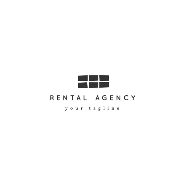 Property rental theme. Vector hand drawn minimal logo template with a window silhouette. — Stock Vector